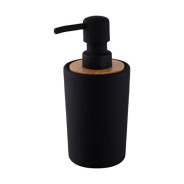 Дозатор для мыла PLAIN черный с бамбуком (06572)